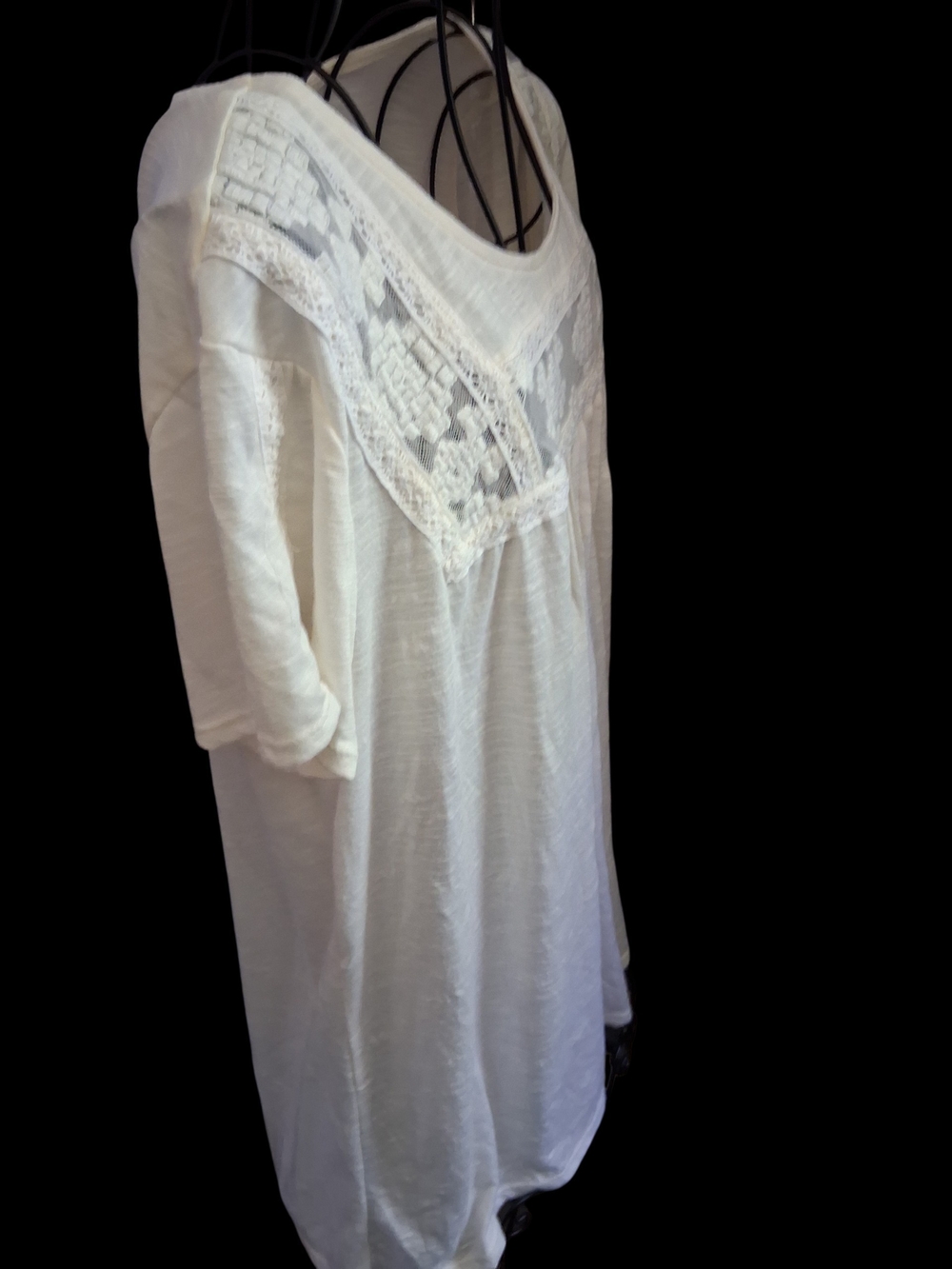 Mossimo Supply Co. White Lace Yoke Short Sleeve Blouse - Picture 6 of 6